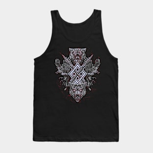 Norse Viking Raven of Odin Wolf Geri Freki Huginn Muninn Gungnir Mythology Tank Top